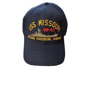 Vintage The Corps USS Missouri BB-63 Pearl Harbor Snapback Hat Cap Navy Military
